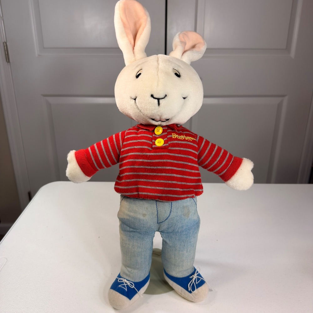 Vintage 1997 Eden Arthur Buster Baxter Plush Doll 18" Striped Shirt PBS Kids Toy